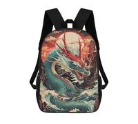 sinyumoney Kids School Backpack 3D Printed Wrath Of Sea Dragons Backpack Rucksack Sports Backpacks for Boys And Girls Fashion Knapsack 17inch
