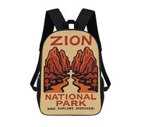 sinyumoney Kids School Backpack 3D Printed Zion National Park Travel Poster 17 Inch Backpack Rucksack Sports Backpacks for Boys And Girls Fashion Knapsack