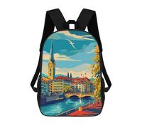 sinyumoney Kids School Backpack 3D Printed Zurich Cityscape Backpack Rucksack Sports Backpacks For Boys And Girls Fashion Knapsack 17inch