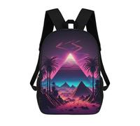sinyumoney Kids School Backpack A Pyramid in The Neon Sand Teen Fashion Backpack Casual Rucksack Boy Girl Teen School Bag 3D Printed Backpack 17inch
