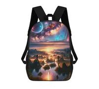 sinyumoney Kids School Backpack Celestial Dreamscape Dawn Teen Fashion Backpack Casual Rucksack Boy Girl Teen School Bag 3D Printed Backpack 17inch