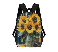 sinyumoney Kids School Backpack Expressionist Sunflowers - Bold Contemporary Art Reinterpretation Teen Fashion Backpack Casual Rucksack Boy Girl Teen School Bag 3D Printed Backpack 17inch