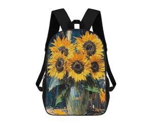 sinyumoney Kids School Backpack Expressionist Sunflowers - Bold Contemporary Art Reinterpretation Teen Fashion Backpack Casual Rucksack Boy Girl Teen School Bag 3D Printed Backpack 17inch