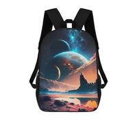 sinyumoney Kids School Backpack Galactic Shore Landscape Teen Fashion Backpack Casual Rucksack Boy Girl Teen School Bag 3D Printed Backpack 17inch