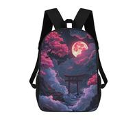 sinyumoney Kids School Backpack Neon Torii Gate Nightscape Teen Fashion Backpack Casual Rucksack Boy Girl Teen School Bag 3D Printed Backpack 17inch