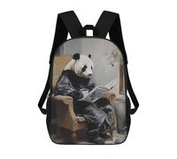 sinyumoney Kids School Backpack Panda Reading A Newspaper Teen Fashion Backpack Casual Rucksack Boy Girl Teen School Bag 3D Printed Backpack 17inch