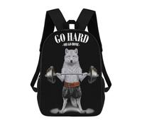 sinyumoney Kids School Backpack Polar Wolf Weightlifting Teen Fashion Backpack Casual Rucksack Boy Girl Teen School Bag 3D Printed Backpack 17inch