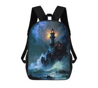 sinyumoney Kids School Book Bag A Lighthouse in A Storm V3 Children's School Backpack Fashion Casual Travel Rucksacks 3D Printed Funny Cool Book Bags 17inch