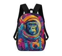 sinyumoney Kids School Book Bag Astronaut Gorilla Space Children's School Backpack Fashion Casual Travel Rucksacks 3D Printed Funny Cool Book Bags 17inch