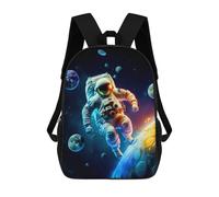 sinyumoney Kids School Book Bag Astronaut in Space -113 Children's School Backpack Fashion Casual Travel Rucksacks 3D Printed Funny Cool Book Bags 17inch