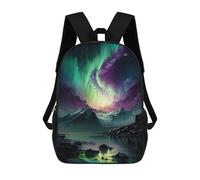 sinyumoney Kids School Book Bag Aurora Borealis Reflections -1 Children's School Backpack Fashion Casual Travel Rucksacks 3D Printed Funny Cool Book Bags 17inch