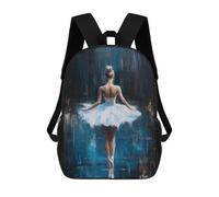 sinyumoney Kids School Book Bag Ballet Dancer in Blue Stillness in Blue Children's School Backpack Fashion Casual Travel Rucksacks 3D Printed Funny Cool Book Bags 17inch