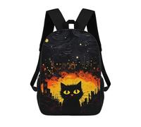 sinyumoney Kids School Book Bag Black Cat Children's School Backpack Fashion Casual Travel Rucksacks 3D Printed Funny Cool Book Bags 17inch