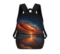 sinyumoney Kids School Book Bag Celestial Firestorm at Sunset - Cosmic Galaxy Over Ocean Children's School Backpack Fashion Casual Travel Rucksacks 3D Printed Funny Cool Book Bags 17inch