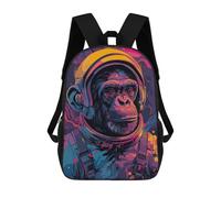 sinyumoney Kids School Book Bag Chimp Astronaut Space Children's School Backpack Fashion Casual Travel Rucksacks 3D Printed Funny Cool Book Bags 17inch