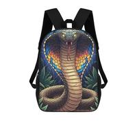 sinyumoney Kids School Book Bag Colorful Cobra Snake Illustration Children's School Backpack Fashion Casual Travel Rucksacks 3D Printed Funny Cool Book Bags 17inch