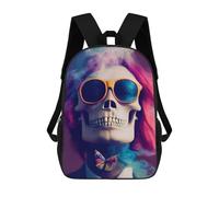 sinyumoney Kids School Book Bag Colorful Skull with Butterfly Children's School Backpack Fashion Casual Travel Rucksacks 3D Printed Funny Cool Book Bags 17inch