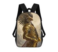 sinyumoney Kids School Book Bag Eagle in Golden Armor Children's School Backpack Fashion Casual Travel Rucksacks 3D Printed Funny Cool Book Bags 17inch
