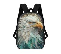 sinyumoney Kids School Book Bag Elegant Eagle Portrait with Golden Accents Children's School Backpack Fashion Casual Travel Rucksacks 3D Printed Funny Cool Book Bags 17inch