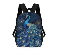 sinyumoney Kids School Book Bag Elegant Peacock in Starry Night Children's School Backpack Fashion Casual Travel Rucksacks 3D Printed Funny Cool Book Bags 17inch
