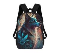 sinyumoney Kids School Book Bag Enchanted Wolf Portrait -2 Children's School Backpack Fashion Casual Travel Rucksacks 3D Printed Funny Cool Book Bags 17inch