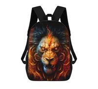 sinyumoney Kids School Book Bag Flaming Lion Artwork -3 Children's School Backpack Fashion Casual Travel Rucksacks 3D Printed Funny Cool Book Bags 17inch