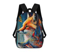 sinyumoney Kids School Book Bag Fox Duo Children's School Backpack Fashion Casual Travel Rucksacks 3D Printed Funny Cool Book Bags 17inch