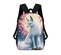 sinyumoney Kids School Book Bag Fox Under Cherry Blossoms Children's School Backpack Fashion Casual Travel Rucksacks 3D Printed Funny Cool Book Bags 17inch