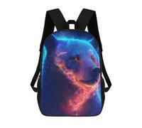 sinyumoney Kids School Book Bag Galactic Bear Portrait Children's School Backpack Fashion Casual Travel Rucksacks 3D Printed Funny Cool Book Bags 17inch