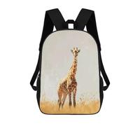 sinyumoney Kids School Book Bag Giraffe in Tall Grass Children's School Backpack Fashion Casual Travel Rucksacks 3D Printed Funny Cool Book Bags 17inch