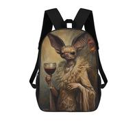 sinyumoney Kids School Book Bag Gothic Bat Lady with Wine Children's School Backpack Fashion Casual Travel Rucksacks 3D Printed Funny Cool Book Bags 17inch