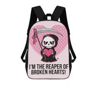 sinyumoney Kids School Book Bag Grim Reaper of Broken Hearts Children's School Backpack Fashion Casual Travel Rucksacks 3D Printed Funny Cool Book Bags 17inch