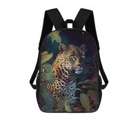 sinyumoney Kids School Book Bag Jaguar Jungle Animal Face Children's School Backpack Fashion Casual Travel Rucksacks 3D Printed Funny Cool Book Bags 17inch