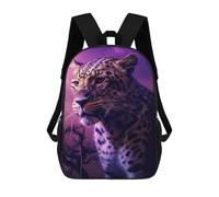 sinyumoney Kids School Book Bag Leopard in Purple Light Children's School Backpack Fashion Casual Travel Rucksacks 3D Printed Funny Cool Book Bags 17inch