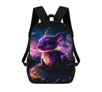sinyumoney Kids School Book Bag Magical Purple Dragon Children's School Backpack Fashion Casual Travel Rucksacks 3D Printed Funny Cool Book Bags 17inch