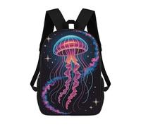 sinyumoney Kids School Book Bag Neon Jellyfish in Space Illustration Children's School Backpack Fashion Casual Travel Rucksacks 3D Printed Funny Cool Book Bags 17inch