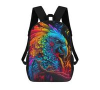 sinyumoney Kids School Book Bag Rainbow Parrot Artwork Children's School Backpack Fashion Casual Travel Rucksacks 3D Printed Funny Cool Book Bags 17inch