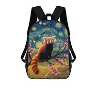 sinyumoney Kids School Book Bag Red Panda in Starry Night Style Children's School Backpack Fashion Casual Travel Rucksacks 3D Printed Funny Cool Book Bags 17inch