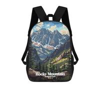sinyumoney Kids School Book Bag Rocky Mountain National Park Illustration Children's School Backpack Fashion Casual Travel Rucksacks 3D Printed Funny Cool Book Bags 17inch