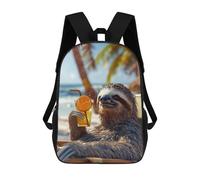 sinyumoney Kids School Book Bag Sloth Chillin with A Drink Children's School Backpack Fashion Casual Travel Rucksacks 3D Printed Funny Cool Book Bags 17inch
