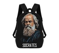 sinyumoney Kids School Book Bag Socrates Children's School Backpack Fashion Casual Travel Rucksacks 3D Printed Funny Cool Book Bags 17inch