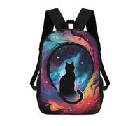 sinyumoney Kids School Book Bag Space Cat Children's School Backpack Fashion Casual Travel Rucksacks 3D Printed Funny Cool Book Bags 17inch