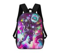 sinyumoney Kids School Book Bag Space Explorer in Neon Dreamscape Children's School Backpack Fashion Casual Travel Rucksacks 3D Printed Funny Cool Book Bags 17inch