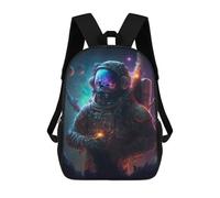sinyumoney Kids School Book Bag Space Explorer with Cosmic Helmet Children's School Backpack Fashion Casual Travel Rucksacks 3D Printed Funny Cool Book Bags 17inch