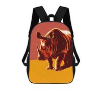 sinyumoney Kids School Book Bag Stylized Rhinoceros Illustration Children's School Backpack Fashion Casual Travel Rucksacks 3D Printed Funny Cool Book Bags 17inch