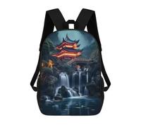 sinyumoney Kids School Book Bag Temple Waterfall in Japan Children's School Backpack Fashion Casual Travel Rucksacks 3D Printed Funny Cool Book Bags 17inch