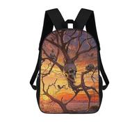 sinyumoney Kids School Book Bag Tree Branch Skull Animals Children's School Backpack Fashion Casual Travel Rucksacks 3D Printed Funny Cool Book Bags 17inch