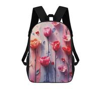 sinyumoney Kids School Book Bag Watercolor Flowers And Hearts Pattern Children's School Backpack Fashion Casual Travel Rucksacks 3D Printed Funny Cool Book Bags 17inch