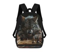 sinyumoney Kids School Book Bag Wolf Chess Children's School Backpack Fashion Casual Travel Rucksacks 3D Printed Funny Cool Book Bags 17inch