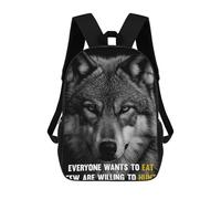 sinyumoney Kids School Book Bag Wolf Inspirational Quotes Children's School Backpack Fashion Casual Travel Rucksacks 3D Printed Funny Cool Book Bags 17inch